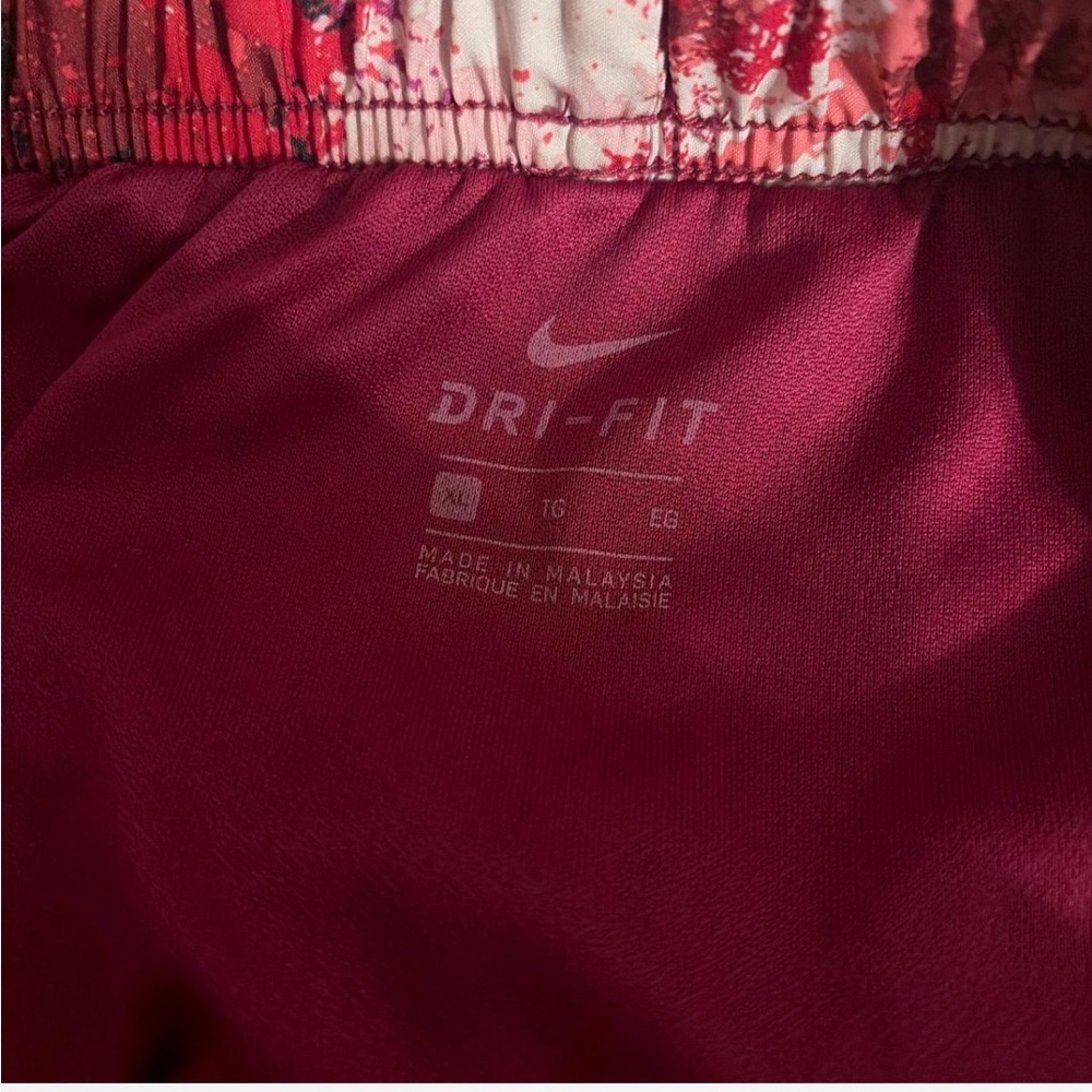 Nike Women's Pink Red Patterned Athletic Shorts - Picture 3 of 3